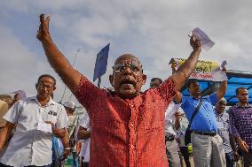 The National People's Movement's (NPP) Protest Against Crippling The Employees Provident Funds In Colombo