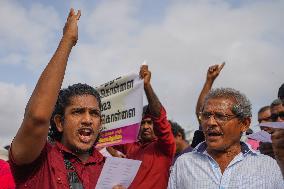 The National People's Movement's (NPP) Protest Against Crippling The Employees Provident Funds In Colombo