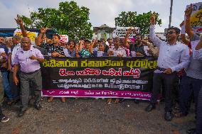 The National People's Movement's (NPP) Protest Against Crippling The Employees Provident Funds In Colombo