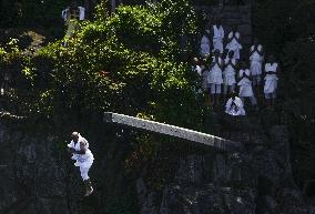 Jump into Lake Biwa in traditional ritual