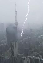 Lightning near Tokyo Tower