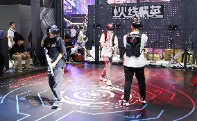 Visitors Experience VR Game at ChinaJoy2023 in Shanghai, China