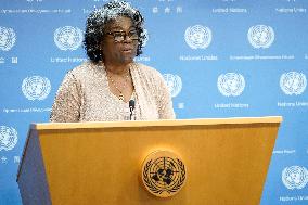 New York City: US Ambassador Greenfield To UN Press Conference On Her Agenda For August