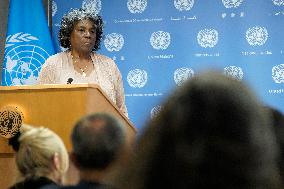 New York City: US Ambassador Greenfield To UN Press Conference On Her Agenda For August