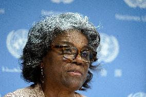 New York City: US Ambassador Greenfield To UN Press Conference On Her Agenda For August