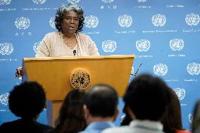 New York City: US Ambassador Greenfield To UN Press Conference On Her Agenda For August