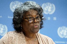New York City: US Ambassador Greenfield To UN Press Conference On Her Agenda For August