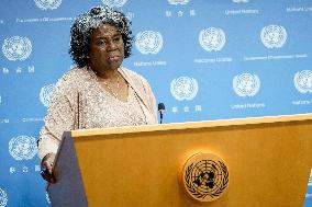 New York City: US Ambassador Greenfield To UN Press Conference On Her Agenda For August