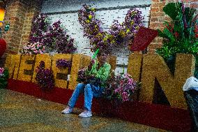 Medellin's Vasquez Building Fillied with Flowers for 'Feria de las Flores'