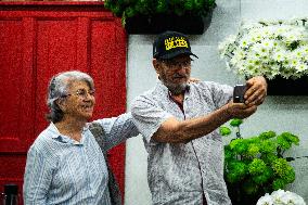 Medellin's Vasquez Building Fillied with Flowers for 'Feria de las Flores'