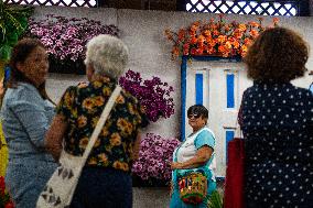 Medellin's Vasquez Building Fillied with Flowers for 'Feria de las Flores'