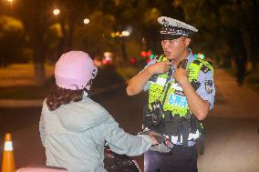 Traffic Police Check at Night