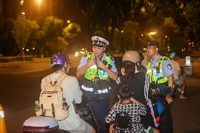 Traffic Police Check at Night