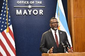 Mayor Of Chicago Brandon Johnson Holds A Press Conference