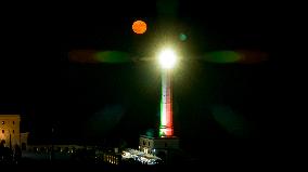 Supermoon Rises Over The Lighthouse of Santa Maria di Leuca