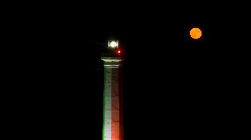 Supermoon Rises Over The Lighthouse of Santa Maria di Leuca