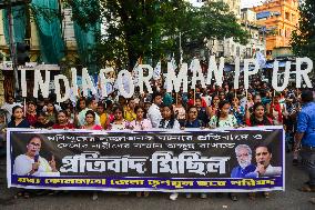 Protest Against Manipur Violence In Kolkata.