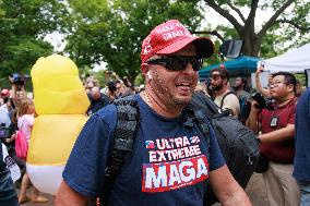 Crowds Wait For Trump Arrival At DC Courthouse