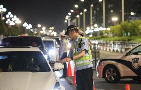 Traffic Police Inspect Vehicles in Huai'an, China