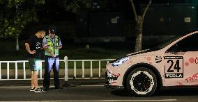 Traffic Police Inspect Vehicles in Huai'an, China