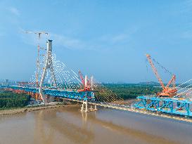 Yellow River Highway Bridge Construction in Jinan, China