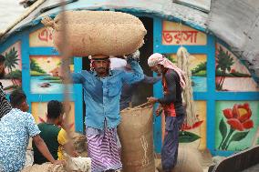 Unloading Rice - Bangladesh