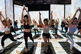 Brew Yoga At Van Gogh Alive In Bangkok.