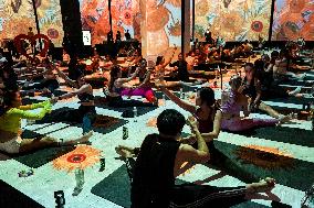 Brew Yoga At Van Gogh Alive In Bangkok.