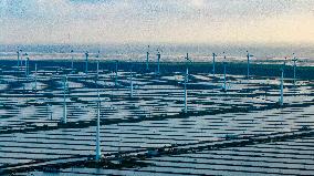 Coastal Beach Wind Power And Beach Ecological Aquaculture in Yancheng, China