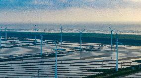 Coastal Beach Wind Power And Beach Ecological Aquaculture in Yancheng, China