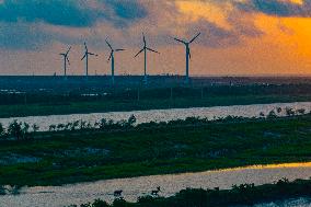 Coastal Beach Wind Power And Beach Ecological Aquaculture in Yancheng, China