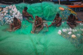 Daily Life In Fraserganj Fishing Harbour, West Bengal, India