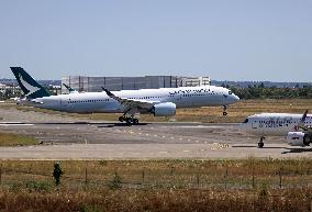 Cathay Pacific Airways Airbus A350-941 test at Toulouse Airport