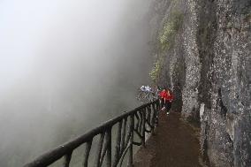 Cliff Walkway at Jinfo Mountain Scenic spot in Chongqing, China