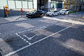 Electric scooters parking lot