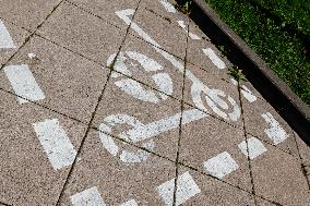 Electric scooters parking lot