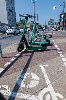 Electric scooters parking lot