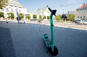 Electric scooters parking lot