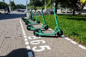 Electric scooters parking lot