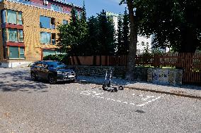 Electric scooters parking lot