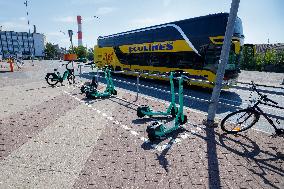 Electric scooters parking lot