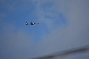 Former President Of The United States Donald J. Trump Flies Over New Jersey