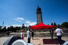 Tent Camp To Protect The Soviet Army Monument In Sofia.