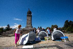 Tent Camp To Protect The Soviet Army Monument In Sofia.