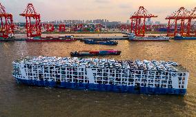 Taicang Port Container Terminal Vehicles Growth in Suzhou.