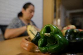 Elaboration Of Chiles En Nogada, Dish Of The Independence Of Mexico