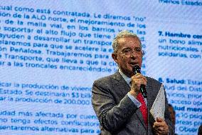 Colombia's Former President Alvaro Uribe Hosts Event Announcing Candidates For Bogota's Council