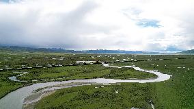 Winding Rivers in the China Wulianghe National Wetland Park in Ganzi