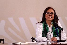 Leticia Ramirez, Secretary Of Public Education Of Mexico At A Press Conference