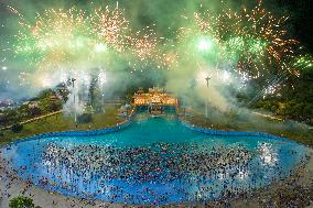 People Come To The Water Park To Cool Off in Nanjing, China